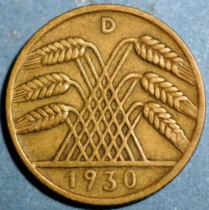 Germany Weimar Republic 10 Reichspfennig 1930 D KM# 40 - Picture 1 of 2