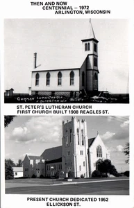 POSTCARD RPPC VIEW OF THEN & NOW LUTHERAN CENTENNIAL 1972 ARLINGTON  WISCONSIN - Picture 1 of 2