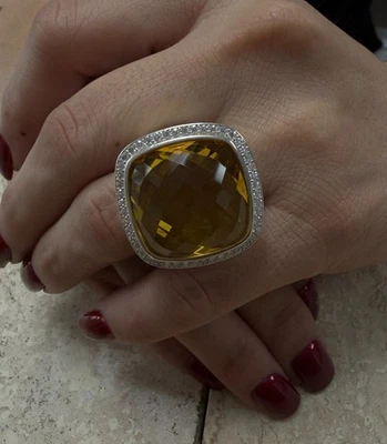Auténtico Anillo David Yurman Albión Limón Citrino Plata de Ley Talla 7 Foto 1 de 4