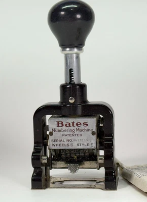 Vintage Bates Numbering Machine Style E 6 Wheel Multiple Movement Made in USA - Image 1 of 4