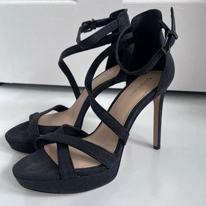 Gianni Bini Women's Corielle Glitter Strappy Platform Sandals Black 8M - Picture 1 of 11