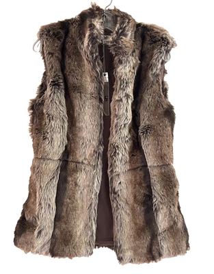 Ya Los Angeles  Womens Faux Fur Sleeveless Vest Brown Size S/M  Open Front - Image 1 of 4