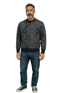VERSACE - Suéter de lana gris y negro nuevo con etiquetas, talla XL - Imagen 1 de 6