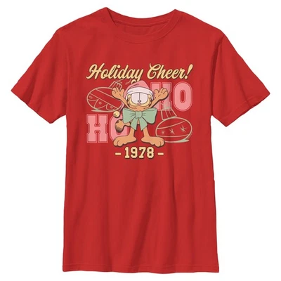 Boy's Garfield Varsity Christmas Holiday Cheer T-Shirt - Image 1 of 4