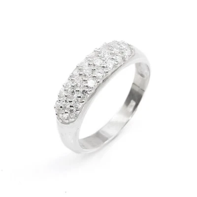 Silverly Anello In Argento 925 Con 25 Zirconi Brillanti 3 Linee - Immagine 1 di 3