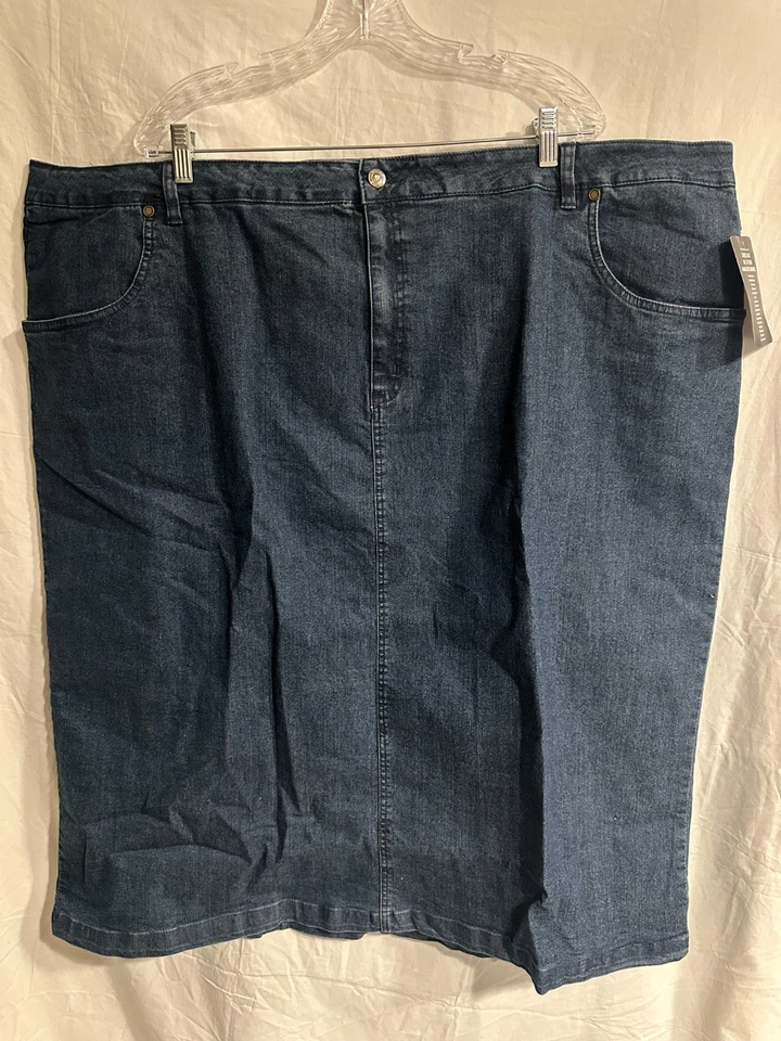 Falda Lápiz Denim 24/7 Azul Recta Para Mujer 32W Elastizada Bolsillos Cómodos Nueva Con Etiquetas Foto 1 de 4