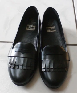 FitFlop Superskate Flecos Cuero Negro Mocasines Kiltie Cuña Zapatos 7.5 - Imagen 1 de 7