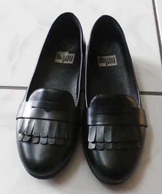 FitFlop Superskate Flecos Cuero Negro Mocasines Kiltie Cuña Zapatos 7.5 Foto 1 de 4