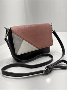Women’s Crossbody Bag Small Shoulder Purse Geometric Color Block Grey Pink White - Picture 1 of 8