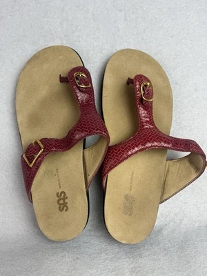 SAS Red Snake Thong Sanibel Sandals Size 8 M - Image 1 of 4