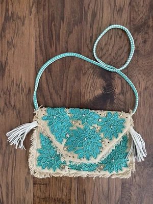 Anthropologie ibBan Mansi Straw Crossbody Envelope Clutch - image 1 of 4