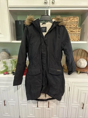 Chaqueta Abercrombie & Fitch Ultra Parka Azul Marino Tostado Imitación Piel Invierno Esquí Abrigo Talla L Foto 1 de 4