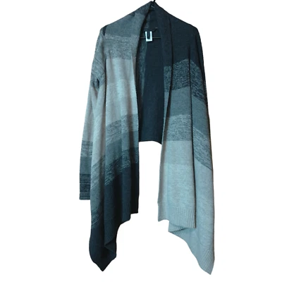 Cardigã feminino BCBG MAXAZRIA XS 100% lã frente aberta manga longa marrom/bege - Imagem 1 de 4