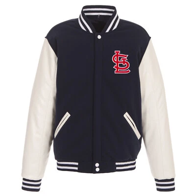Chaqueta polar reversible MLB St Louis Cardinals mangas PVC logotipo frontal diseño JH Foto 1 de 4