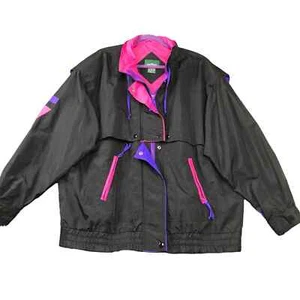 Vintage Cabin Creek Women's Rain Activewear Jacket Black Pink & Purple Trim 3X - Picture 1 of 8