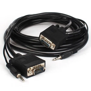 VGA+3.5mm Cable VGA to VGA Cord 3.5mm Audio SVGA Monitor Cord HD15 Video Cable - Picture 1 of 6