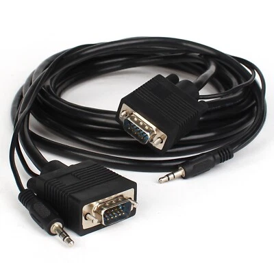 VGA+3.5mm Cable VGA to VGA Cord 3.5mm Audio SVGA Monitor Cord HD15 Video Cable - Image 1 of 4