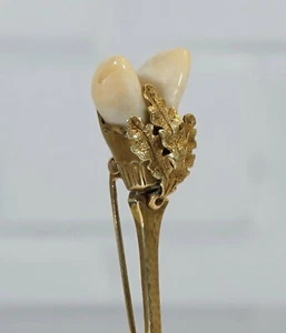 edle Anstecknadel 585 Grandelschmuck Gelbgold Hirschgrandeln Vintage 60er Jahre - Picture 1 of 9