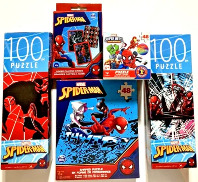 SPIDER-MAN ~ Puzzle Bundle ~ MARVEL ~ Lot Of 5 ~PUZZLES & JUMBO CARDS~ $6 EA - Image 1 of 4
