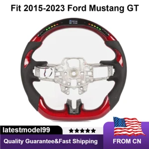 Volante inteligente de cuero LED de fibra de carbono rojo apto para Ford Mustang GT 2015-2023 - Imagen 1 de 7