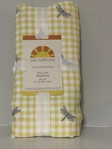 C&C California Napkins WaterFade Resistance Easy Care (6) 18x18 Dragonfly Check - Picture 1 of 4