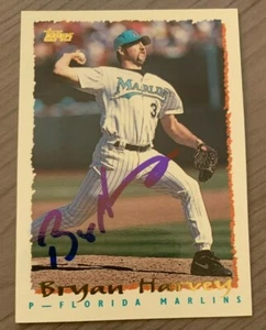 BRYAN HARVEY AUTOGRAPHED 1995 TOPPS CARD W/COA FLORIDA MARLINS - Picture 1 of 1
