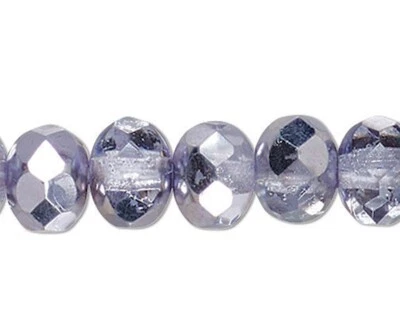 1 Strand(110) Metallic Lilac Czech Fire Polished Glass 5x4mm Rondelle Beads - Image 1 of 3