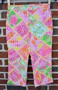Lilly Pulitzer Girls 10  Surf n Patch Capri Pant Cotton Patch Animals Floral - Picture 1 of 3