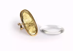 Anillo Ovalado + Cabochón Color Viejo Oro 16 X 39 Mm - Imagen 1 de 2