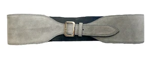 YSL YVES SAINT LAURENT Light Gray SuedeBuckle Closure Wide Belt 80 32 - Picture 1 of 8
