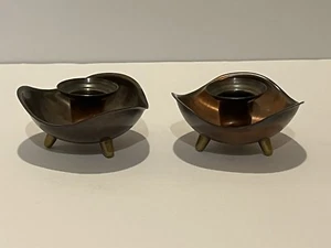 Vintage Set COPPERCRAFT GUILD Footed Candlestick Candle Holders - Picture 1 of 4