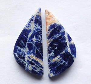 25.30 Ct Natural Sodalite (30.7mm X 13mm each) Cabochon Loose Match Pair - Picture 1 of 3