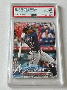 RONALD ACUNA JR. - 2018 Topps Walmart Holiday Snowflake RC #HMW50 - PSA 10 GEM - Picture 1 of 2