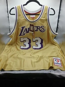 Men Sz 2XL Los Angeles Lakers Kareem Abdul-Jabbar Gold Mitchell & Ness 1983-84  - Picture 1 of 11