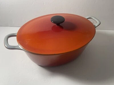 Vintage Cast Iron Enamel PRIZER WARE Dutch Oven 1000 Pot with Lid BURNT ORANGE - Image 1 of 4