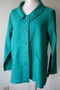 FLAX Designs LINEN Azalea Caper Jacket S & M NWT GREEN - Picture 1 of 9