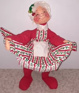 Decorazione bambola tessuto Annalee vintage 17” signora Babbo Natale 1963 - Foto 1 di 4