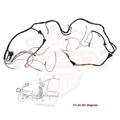 1974-1986 Porsche 911 жгут проводов фары 91161200301 - Изображение 1 из 3