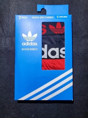 SMALL - Adidas Boxer Briefs Mens Athletic Fit Quick-Dry 2 Pack Tagless Black - Image 1 of 2