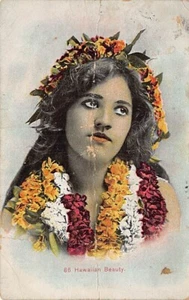 Postal HI: Hawaiian Beauty with Leis, DB publicada 1919, Island Curio Co. - Imagen 1 de 3