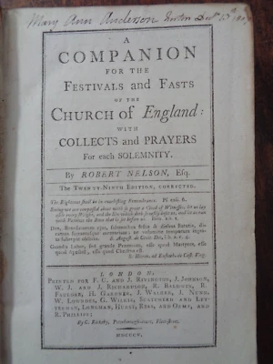 1805 COMPANION FOR FESTIVALS & FEASTS CHURCH OF ENGLAND WITH PRAYERS by NELSON ^ - Image 1 of 4