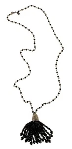 Ralph Lauren Women's Jeweled Tassel Pendants Necklace Black - Picture 1 of 2