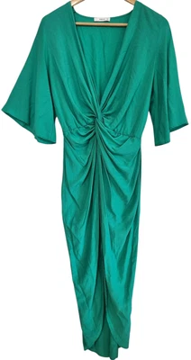 SHEIKE Green V-Neck Short Sleeve Asymmetrical Midi Dress - Size 10 - image 1 of 4