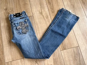 Miss Me Jeans Boot Cut JP5402B Distressed 27x34 Rhinestone - Picture 1 of 6