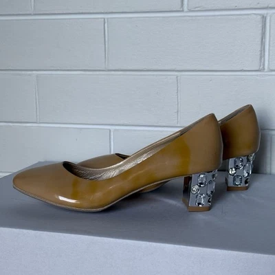 Miu Miu Patent Leather Heels with Crystal Block Heel Size 39 - Image 1 of 4