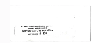 Aircraft Masks for Monogram Do-335-a (Both Versions) 1/48  EZ Mask137 - Picture 1 of 1