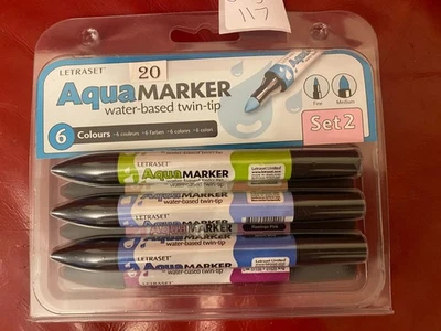 LETRASET AQUA MARKER 6 ручка комплект двойной наконечник комплект 2 refCr117 - Изображение 1 из 2