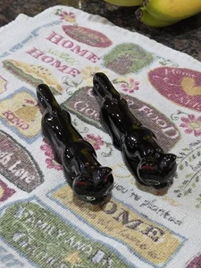 Coctelera de sal y pimienta larga elástica Black Cat de colección años 50 ojos con joyas - Imagen 1 de 8