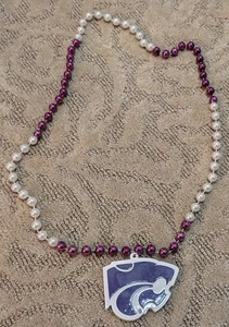Kansas State Wildcats NCAA Sport Beads College Football Game Mardi Gras Necklace - Picture 1 of 2