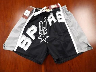 WOMEN'S MITCHELL & NESS NBA HWC SAN ANTONIO SPURS BIG FACE BLACK SHORTS SIZE XS - Image 1 of 4